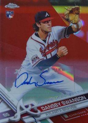 Dansby Swanson 2017 Topps Chrome #8 Gold Wave Refractor /50